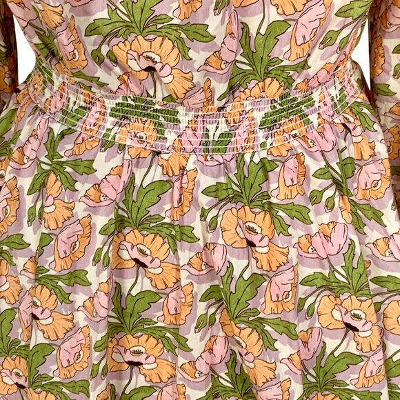 J. Crew Floral 3/4 Sleeve Mini Dress Smocked-waist Liberty® Butterfield Poppy - Picture 9 of 13